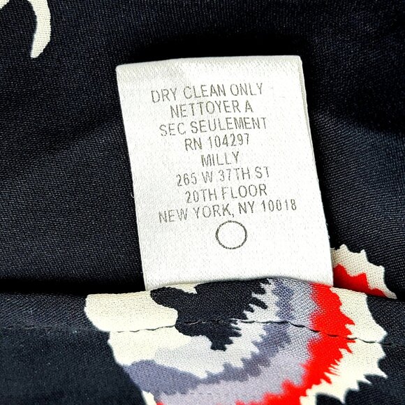 VTG Milly Silk Of New York Black Floral Print Button-Up Tunic Top Size 6 - Picture 12 of 14